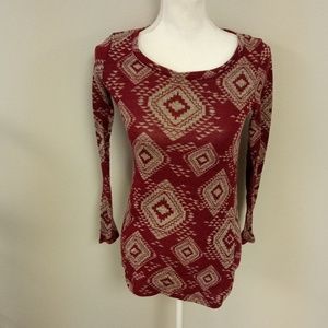 Living Doll Los Angeles Women's Red/Gray Long Sleeve Top S